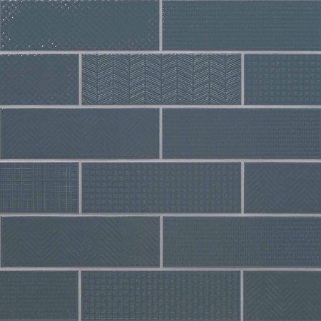 MSI Urbano Navy 3D Mix 4 In. X 12 In. Glossy Ceramic White Textured Subway Tile, 30PK ZOR-PT-TR-0203